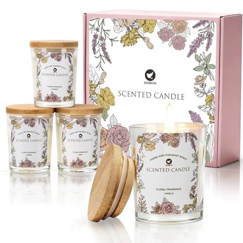 DiDiBirDi Scented Candles Set 4pcs-Candles Clearance Rose, Lavender, Vanilla, Jasmine Fragrance, Suitable for Women, Birth...