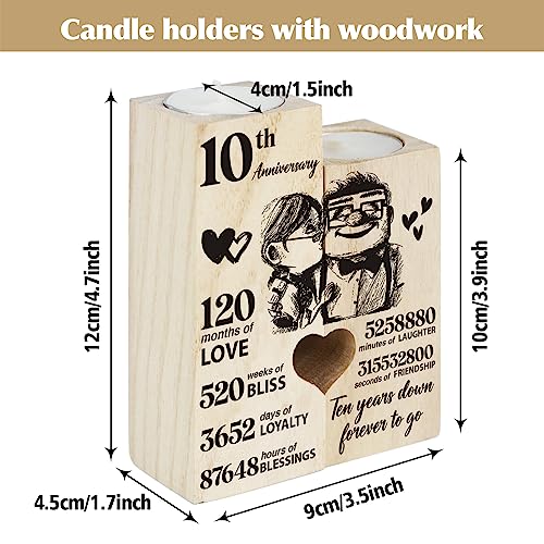 10th Anniversary Wedding Gifts for Wife, Husband, Couples Gift Candlestick,Ten Years Wedding Anniversary Presents for Her,...