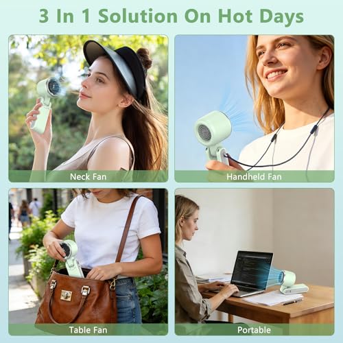 Portable Handheld Turbo Fan, 180° Foldable Mini Desk Fan with 5 Wind Speed, Portable Fan Rechargeable, LED Display, Small ...