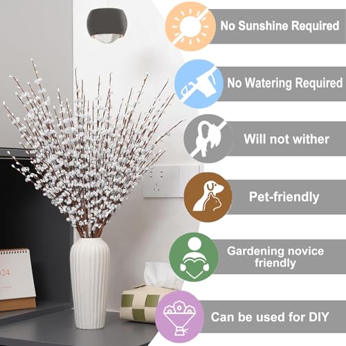 Wootkey 5pcs 29.5" Faux Jasmine Artificial Flowers Tall White Floral Branches Stem for Home Wedding Vase Filler Party DIY ...