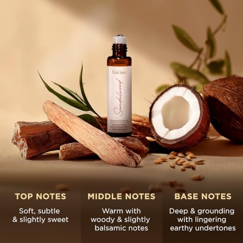 Gya Labs Sandalwood Essential Oil Roll On - 0.34 Fl Oz - Travel Size Roller for Camping, Skin, Aromatherapy Relief, Conven...
