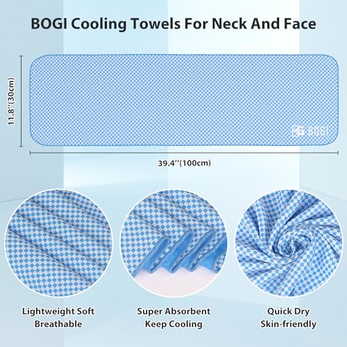 BOGI Cooling Towels for Neck and Face, Soft Breathable Cool Towel for Instant Cooling Stay Cool for Yoga, Sport, Gym, Camp...