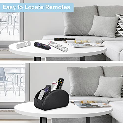Fintie Remote Control Holder, 5 Compartments Vegan Leather TV Remoter Caddy Desktop Organizer Makeup Brush Holder Storage ...