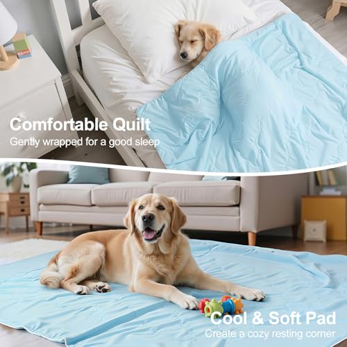 Tivray Premium Cooling Dog Blanket, Q-MAX>0.4 Cooling Blanket for Dogs, Washable Lightweight Summer Quilt for Pets and Hum...