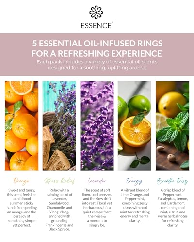Essence Nasal Diffuser Self Care Bundle – Essential Oil Silicone Nose Rings for Stress, Energy & Mental Clarity – Wearable...
