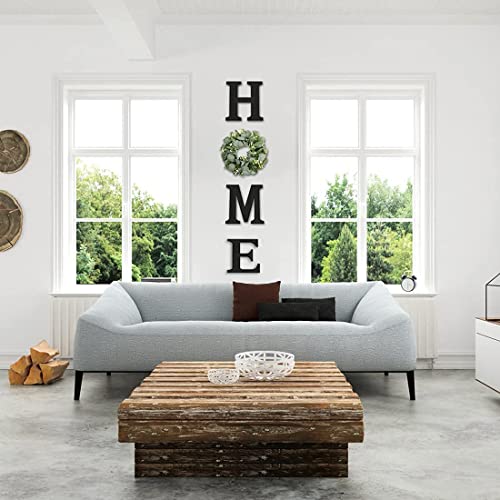 Pinkpum Wood Home Sign with Artificial Eucalyptus Wreath for O, Hanging Farmhouse Wall House Decor Wood Letters for Wall A...