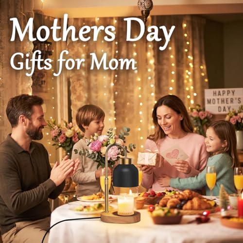 WUEAOA Candle Warmer Lamp with Timer and Dimmer, Height and Brightness Adjustable, Black Electric Wax Warmer for Women Mo...