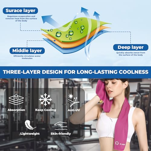 Sukeen Cooling Towels 8 Pack (40"x 12"), Cooling Towels for Neck and Face, Microfiber Breathable Towel for Hot Weather, Sw...
