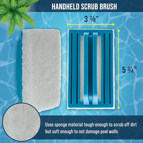 U.S. Pool Supply Hand-Held and Pool Pole Attachment Scrub Brushes - Surface Scrubbing Scouring Sponge Pads - Clean Pool Ti...