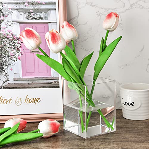 Mototo 2 Pieces Clear Acrylic Pen Holder & Pencil Cup Clear Makeup Bush Holder Acrylic Desktop Stationery Organizer for Of...