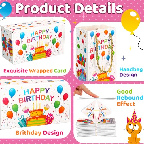 Tenceur 14 Pcs Happy Birthday Exploding Gift Box Set 12 Bounces Boy or Girl Folding Bouncing Gift Box Funny Pop out Money ...