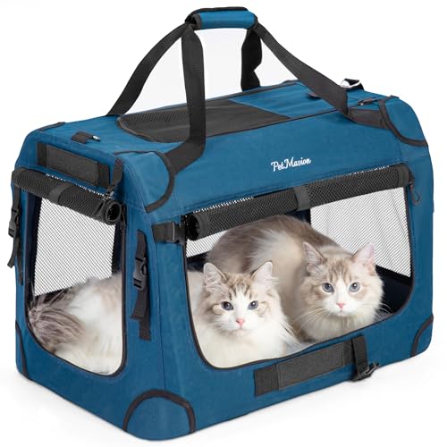 PetMasion Extra Large Cat Carrier for 2 Cats, Collapsible Soft Sided Pet XL Crate for Large Mudium Big Cat 20lbs+, Car Tra...