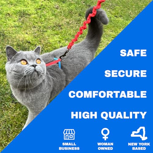 Travel Cat Harness and Bungee Leash Set - 2 in 1 Adjustable Escape Proof Cat Harness & Leash for Small, Medium, Large Cat...