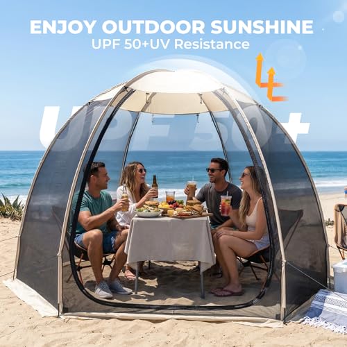 Alvantor® Pop Up Screen House Tent, Snap-fit Mesh Screen Gazebo with Peaked Roof, Portable Screen Room Canopy Shelter with...