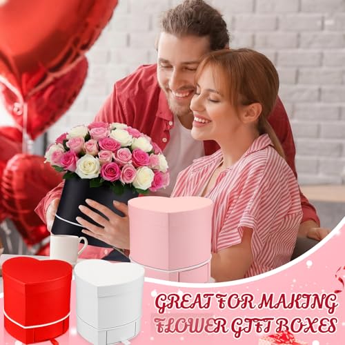 Fullhawl 4 Pack Heart Shaped Flower Box with Drawer,6.1" Mother's Day Gift Box for Roses, Jewelry, Proposals,Weddings, Rom...