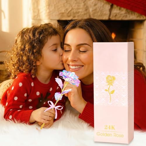 Mothers Day Mom Gifts for Women Grandma, Artificial Forever Birthday Flowers Galaxy Glass Eternal Roses with Heart Shaped ...