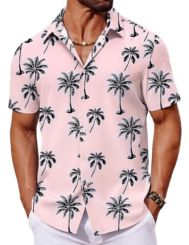 COOFANDY Mens Hawaiian Shirt Short Sleeve Button Down Shirts Tropical Floral Summer Beach Shirts