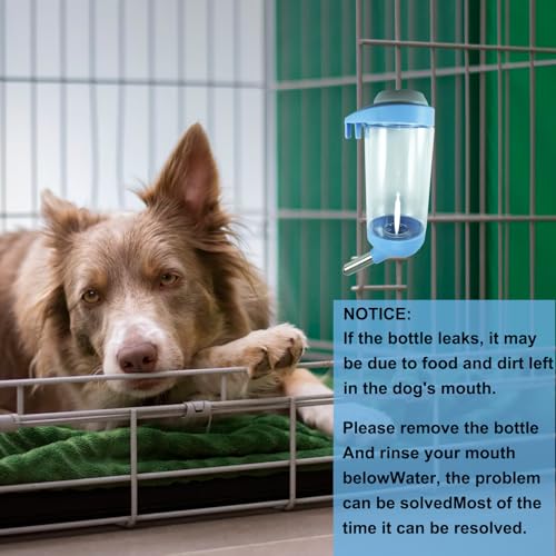 DEEUCHIS Dog Crate Water Bottle - 12 oz No Drip Kennel Pet Water Dispenser, Easy-to-Use Cage Water Bottle for Dogs, Cats, ...