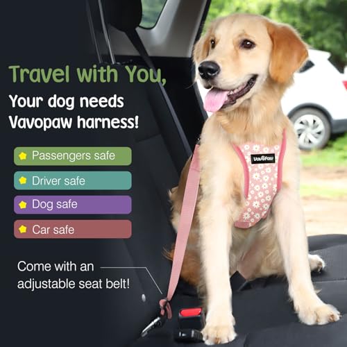VavoPaw Dog Seat Belt, Safety Vest Dog Car Harness with Adjustable Buckle Dog Seat Belt for Vehicle Nylon Pet Safety Seat ...
