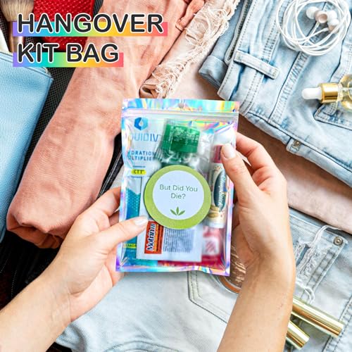Funfery 6.3x9.4in Smell Proof Holographic Resealable Bags,Mylar Foil Bags with Zipper,Iridescent Party Favor Bag for Goodi...
