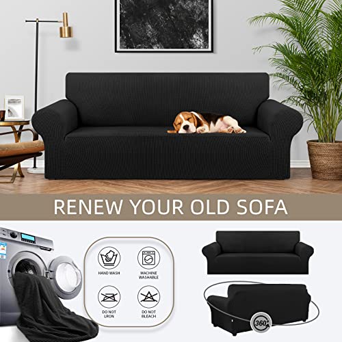 KEKUOU Stretch Sofa Cover Slipcover ，Couch Covers for 3 Cushion Couch Sofa pet Friendly (78"-94") Furniture Protector Sofa...