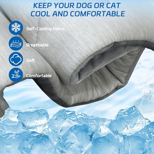 BECROWM Dog Cooling Mat Self Coolings Foldable Cooling Pad for Dog in Summer Coolings Mat for Dogs and Cats Machine Washab...