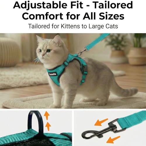 Luxelle 2 Pack Escape-Proof Cat Harness and Leash Set for Walking – Adjustable No Pull Soft Vest with Easy-Wear Buckle, Re...