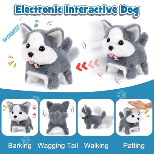 B Bascolor 22Pcs Dog Toys for Kids Vet Doctor Kit,Walking Barking Electronic Interactive Husky Dog Toy,Veterinarian Playse...