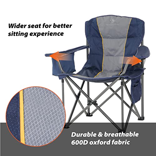 ALPHA CAMP Oversized Folding Camping Chair, Heavy Duty Portable Lawn Chairs with Cooler Bag, Side Pocket & Cup Holder, Fol...