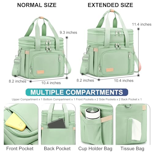 MAPLELILY Lunch Box for Men Women - Double Deck Insulated Lunch Bag, Large Leak Proof Tote Cooler, Wide Open Dual Compartm...