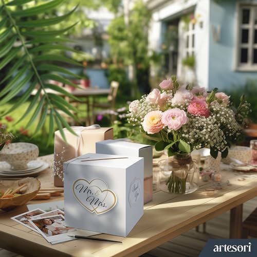 ARTESORI Gift Card Box for Party — White Card Box for Wedding Reception, Birthday, Baby Shower with Slot — Ideal for Gift ...