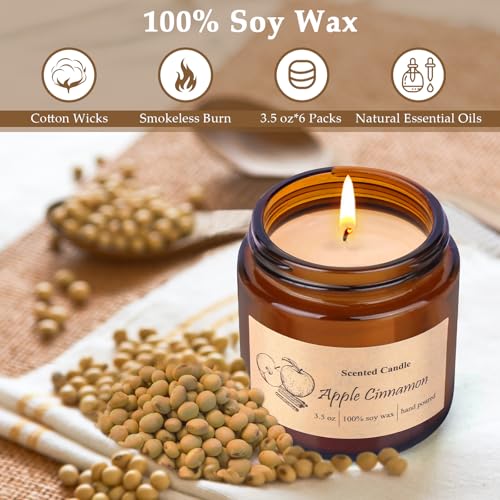 6 Pack Candles for Home Scented, Aromatherapy Jar Candles Gift Set for Women, Long Lasting Burn Soy Wax Candle, Scented Ca...