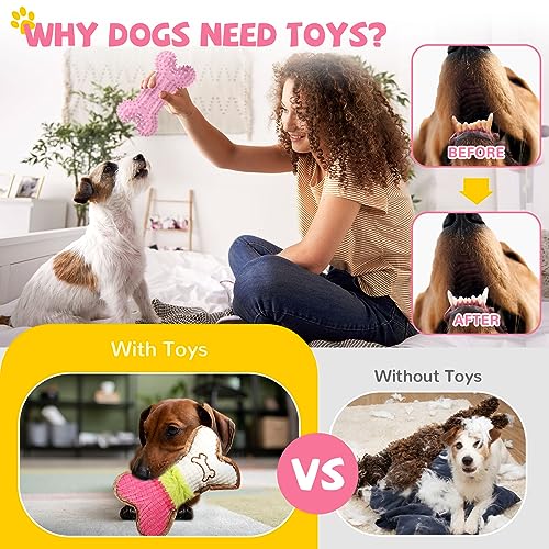 BAEJMJK 6 Pack Puppy Teething Toys Pink Small Breed Dog Chew Toys with Rope Cute Soft Rubber Puppy Toys Set for Cleaning T...