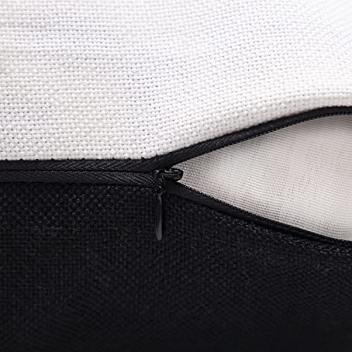 cygnus Set of 2 Faux Leather and Linen Throw Pillow Covers 22x22 Inch Black and White Modern Decorative Accent Cushion Cov...