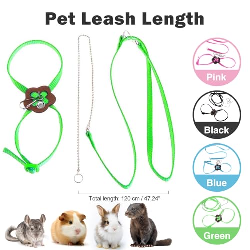 HOKABLE 2 Pack Adjustable Hamster Leash Harness for Harness for Ferret Baby Rabbit Hamster Rat Mouse Leash Lead with Bell...