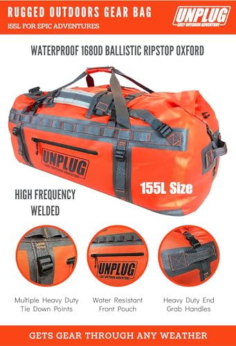 UNPLUG Ultimate Adventure | 1680D Heavy Duty Waterproof Bag | Large Travel Bag which can be Used for Camping, Motorcyclin...