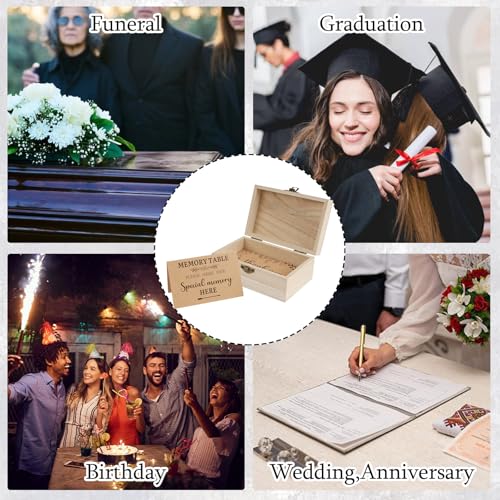 Lebsitey Share A Memory Card for Celebration of Life Decorations- 50 Pcs Memory Cards with Wooden Box for Funeral Graduati...