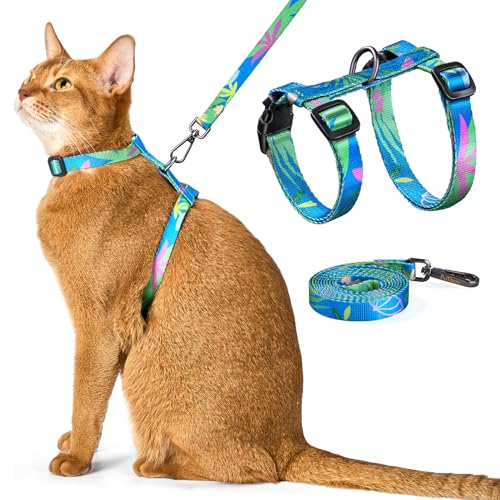Cat Harness and Leash Set - Escape Proof Adjustable Cat Harness, Comfortable Soft Lightweight, Use Safe & Easy, Walking Tr...