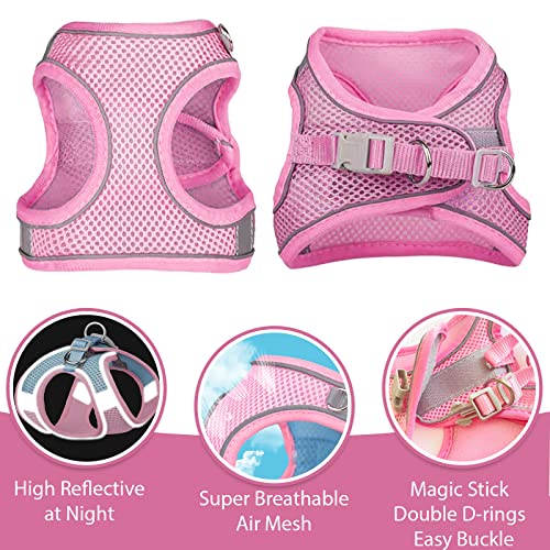 PETPUBGNZS Soft Small Dog Harness and Leash Set Mesh Puppy Harnesses Leash Easy Walk Dog Harness Vest Adjustable Reflectiv...