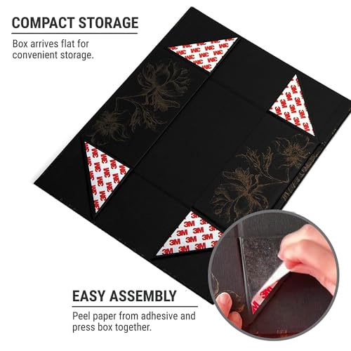 Sorarto Luxury Keepsake Gift Box | Black Gold Floral Decorative Boxes with Magnetic Lids for Presents, Wedding Memory Box,...