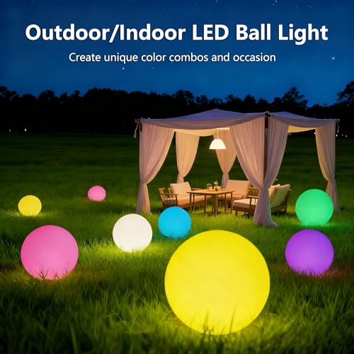 MIUWLXT 6-inch LED Light Ball, RGB Color Changing Nursery Night Light with Remote, IP68 Waterproof Floating Pool Lights, U...
