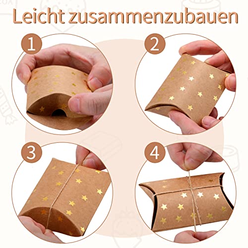 100 Pieces 2.36x3.5x0.98 inch Small Gift Pillow Boxes for Gifts Kraft New Year Gift Box Christmas Pillow Boxes Pillow Gift...