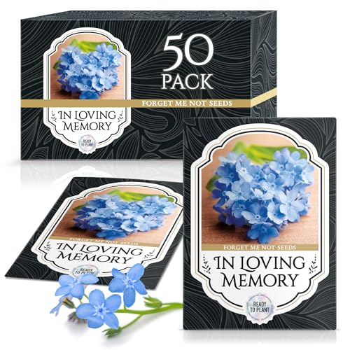 Memorial Forget Me Not Seeds for Celebration of Life – Funeral Favor Packets – 50 Pack