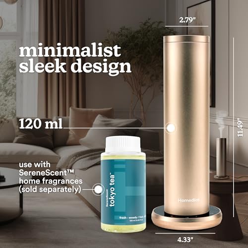 Homedics SereneScent Waterless Essential Oil Diffuser, Home Fragrance Scent Diffuser for Large Rooms, No Water Needed, Pat...