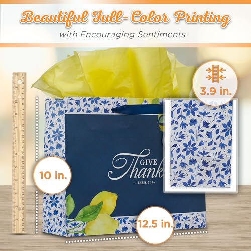 Christian Art Gifts Large Landscape Inspirational Scripture Gift Bag, Tag & Tissue Wrapping Paper Set for Women: Give Than...
