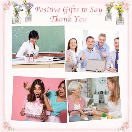 VioraWhite 12 Sets Thank You Gifts for Women Mother's Day Bulk Gifts Include Mini Glass Vase with Flower Floral Cards and ...