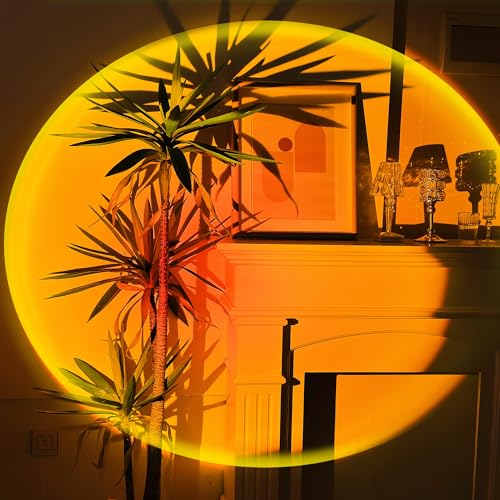 Tsrarey Sunset Lamp Projector,180 Degree Rotation Sun Projection Light Led Night Light Floor Lamp with USB Port,Sunset Lam...