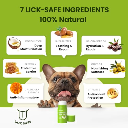 PawSono Lick-Safe Dog Paw & Nose Balm with Coconut Oil | All-Natural Moisturizer & Soother for Dry, Cracked Pads & Snout |...