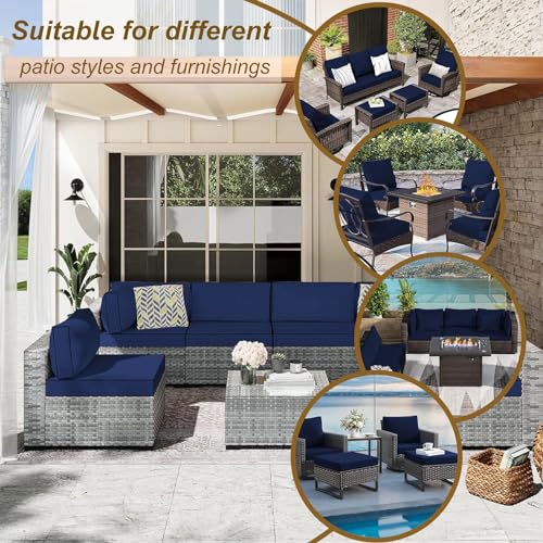 SpaceHop 14 Piece Outdoor Patio Cushion Cover Replacement, Waterproof Patio Cushion Covers, Outdoor Furniture Cushion Cove...