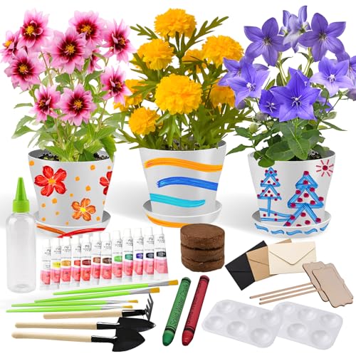 Paint & Plant Children’s Gardening Kit for Girls Boys Toys Garden Flower Gardening Gift for Kids Flower Pots Seeds Art Cra...